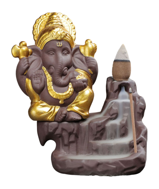 Porte Encens Backflow Ganesh Gold 11cm