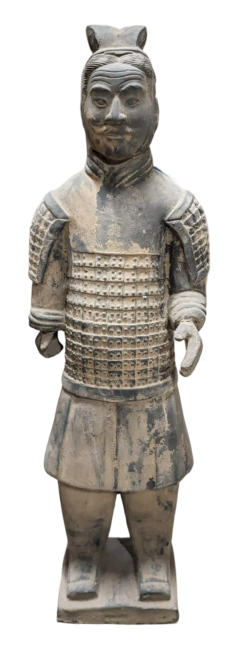 Statue Noire Guerriers avec Armure en Terracotta 50cm