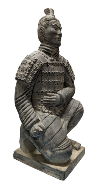 Statue Noire Archer Agenouillé en Terracotta 35cm