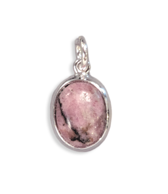 Pendentif Ovale Argent 925 Rhodonite A 13mm