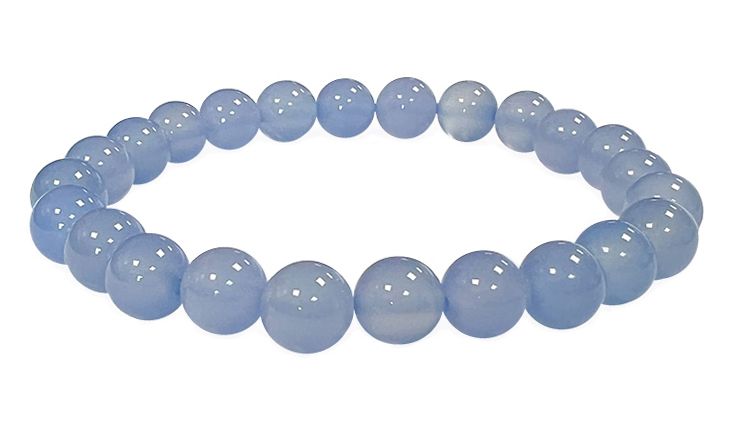 Bracelet Calcédoine bleue AAA perles 8mm