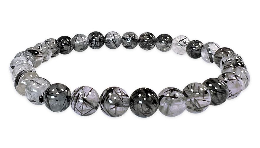 Bracelet Cristal de roche Tourmaline AA perles 5-6mm