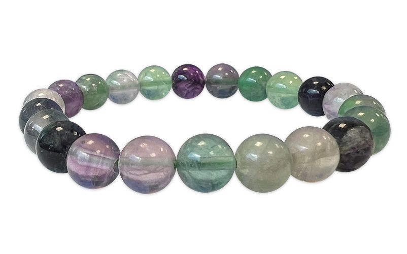 Bracelet Fluorite multicolore perles 8-9mm
