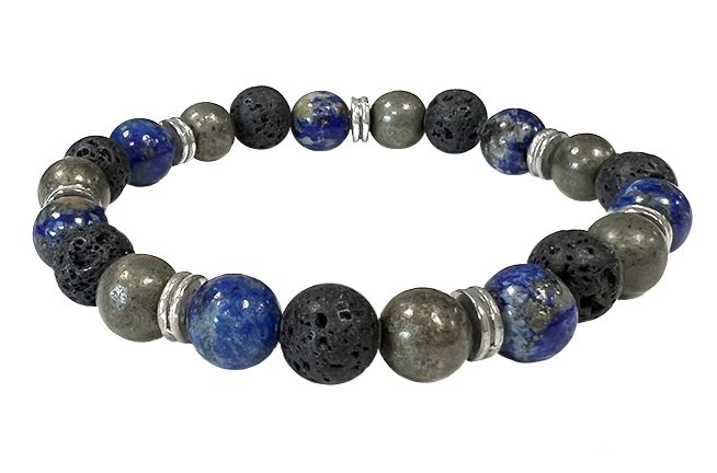 Bracelet Lapis Lazuli, Pyrite, Pierre de Lave & Charms A perles 8mm