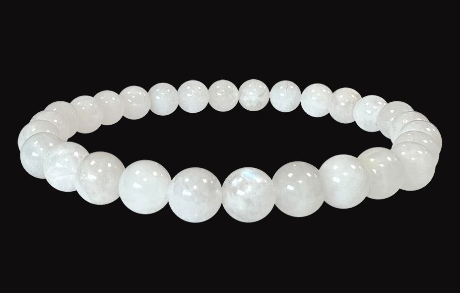 Bracelet pierre de lune blanche perles 6-7mm