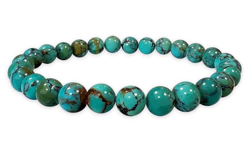 Bracelet Turquoise Naturelle de Chine AAAA perles 6mm
