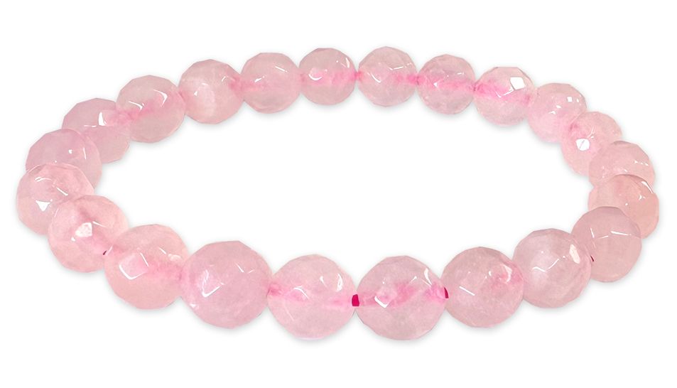 Bracelet Quartz Rose Facetée A perles 8mm