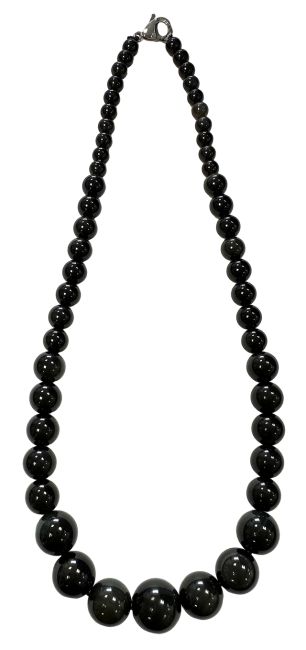 Obsidienne Oeil Celeste A Collier Chute Perles 6-14mm 45cm