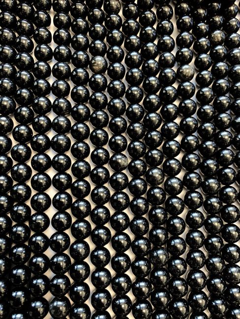 Obsidienne noire A perles 4mm sur fil 40cm