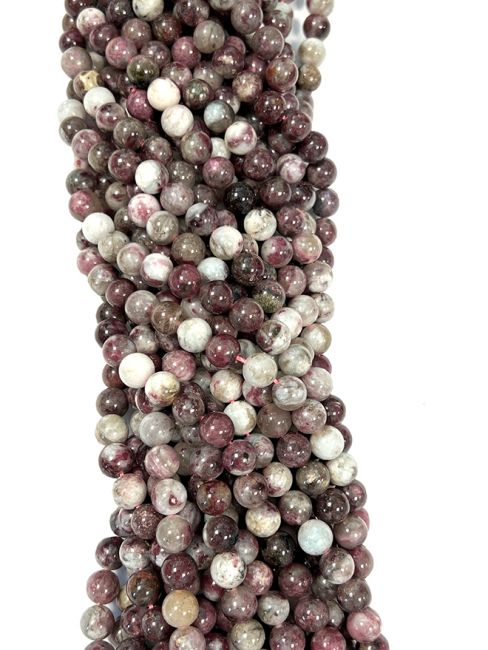 Tourmaline Rose A perles 6mm sur fil 40cm