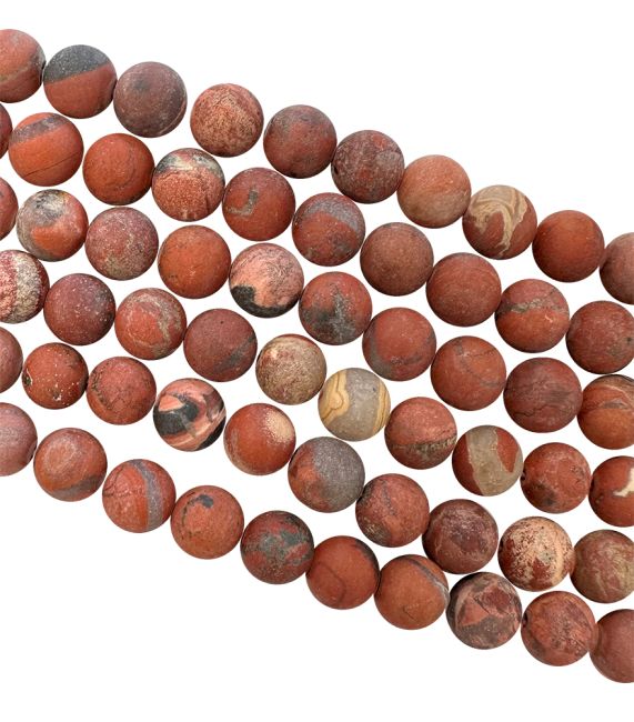 Jaspe Rouge perles mates 6mm sur fil 40cm
