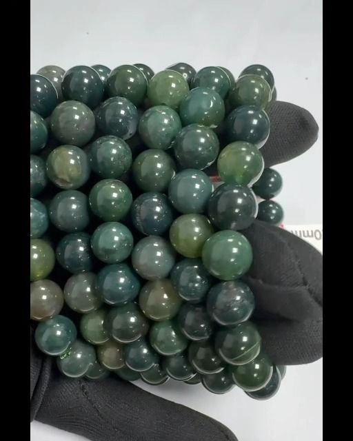 Bracelet Agate mousse perles 10mm