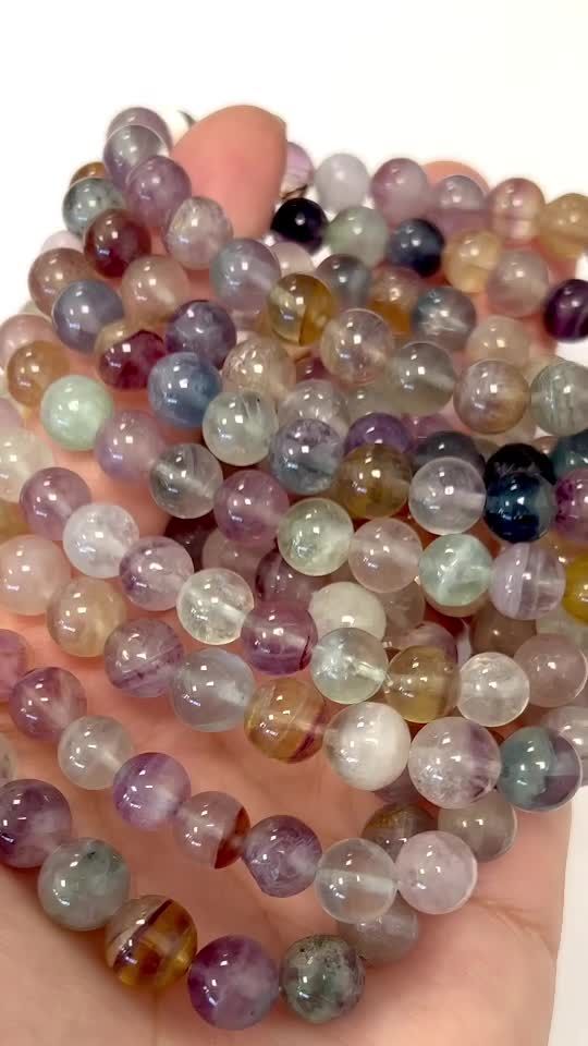 Bracelet Fluorite multicolore AA perles 6.5-7.5mm
