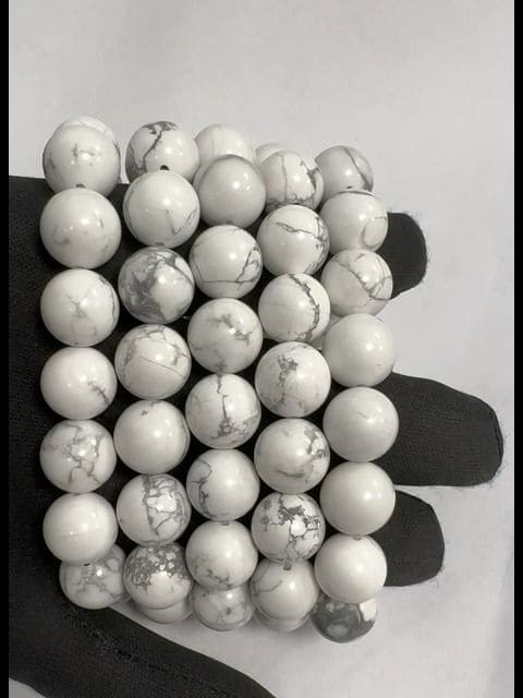 Bracelet Howlite A perles 12mm