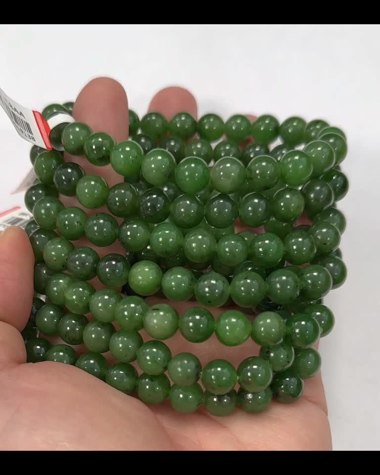 Bracelet Jade Nephrite Canada AA perles 8mm