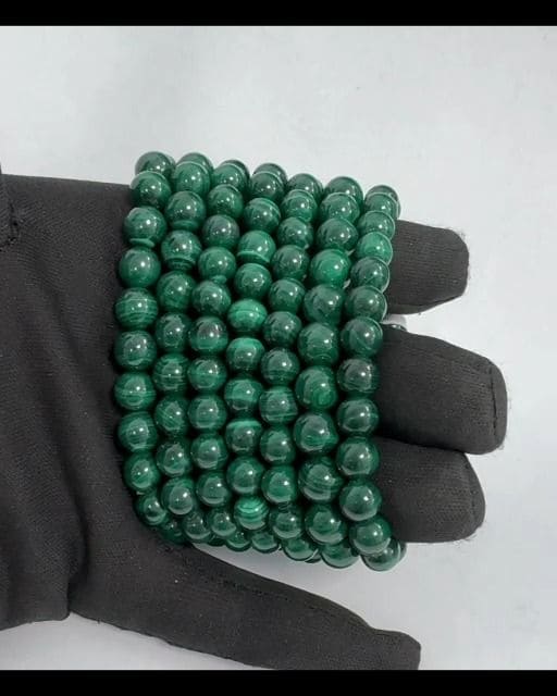 Bracelet Malachite AA Foncée perles 7.5-8.5mm