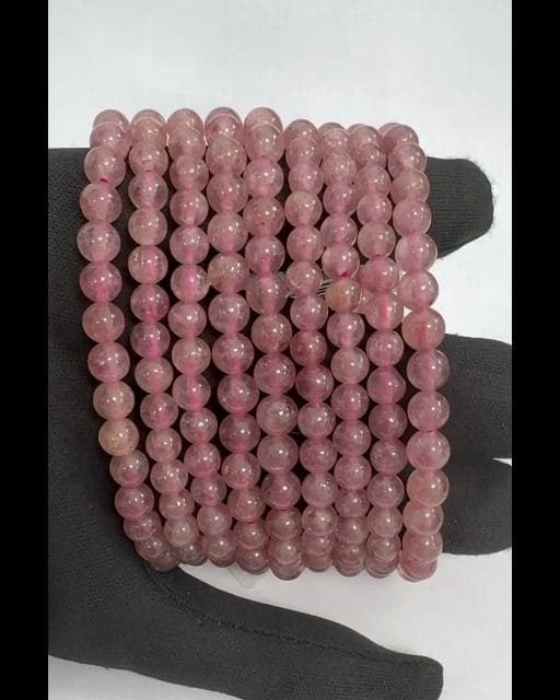 Bracelet Quartz Fraise Hematoide A perles 6mm