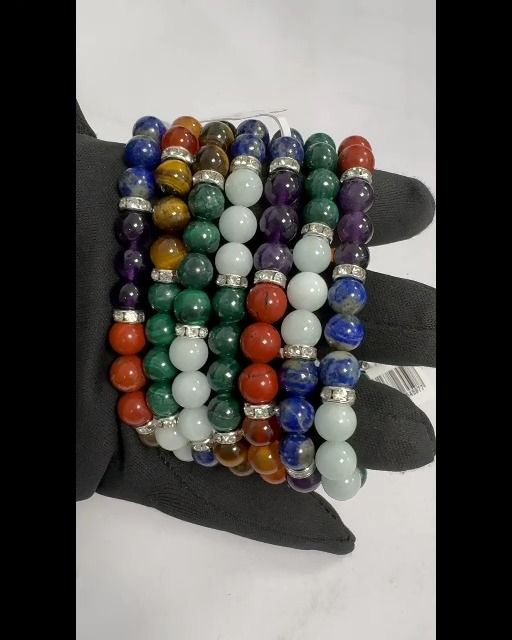 Bracelet 7 chakras & strass A perles 8mm