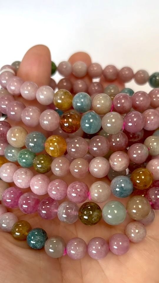 Bracelet Tourmaline Rose Multicolor AA+ perles 7.5-8.5mm