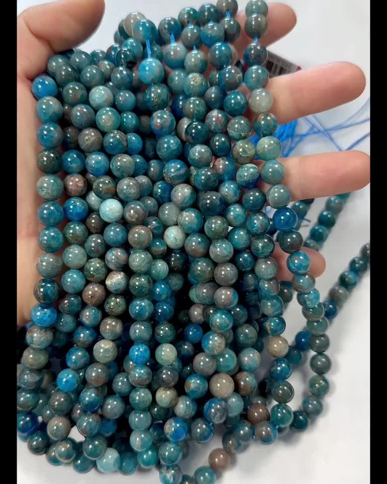 Apatite Bleue perles 7.5-8.5mm sur fil 40cm