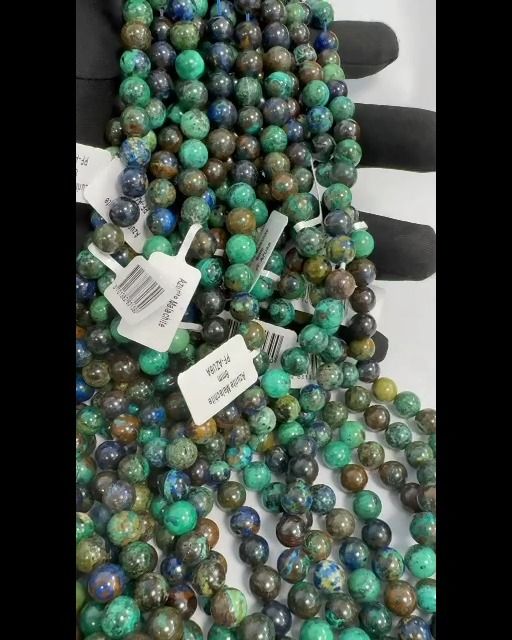 Azurite Malachite Naturelle A perles 8mm sur fil 40cm