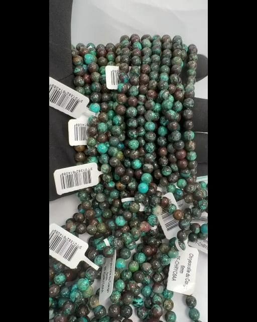 Chrysocolle du Congo AA perles 6mm sur fil 40cm