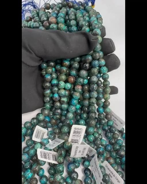 Chrysocolle du Congo AA perles 8mm sur fil 40cm