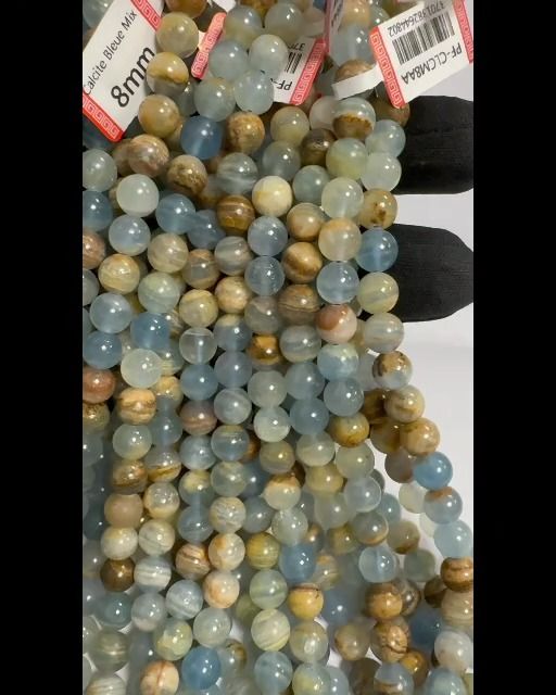 Calcite Bleue Mix AA 7-8mm sur fil 40cm