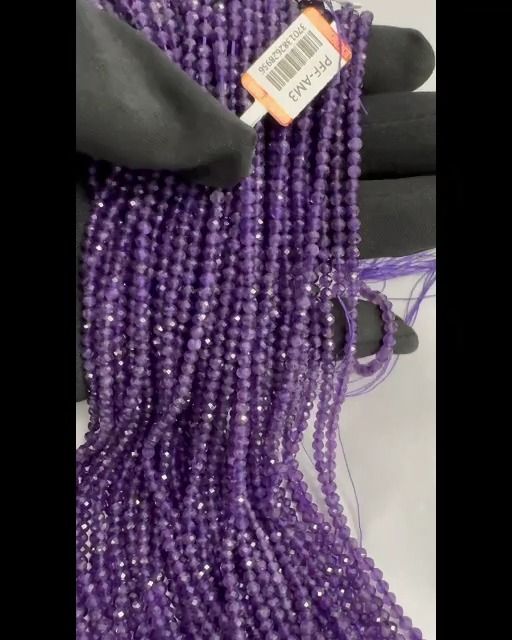 Amethyste Facettée AA perles 3mm sur fil 40cm