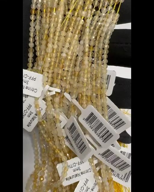 Citrine Naturelle Facettée A perles 3mm sur fil 40cm